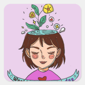 Tag des Bewusstseins für psychische Gesundheit Quadratischer Aufkleber