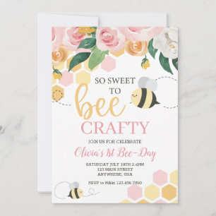 Tag des Bienens Hummel Geburtstag rosa floral Einladung