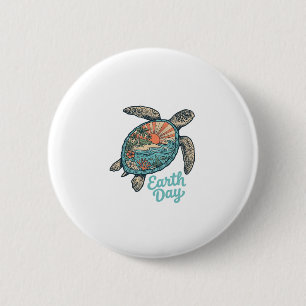 Tag des Erdbeobachtungsschildkröte Vintage-Stich-S Button