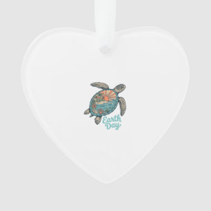 Tag des Erdbeobachtungsschildkröte Vintage-Stich-S Ornament