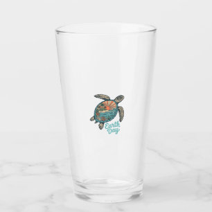 Tag des Erdmondes Meeresschildkröte Vintage-Stich- Glas