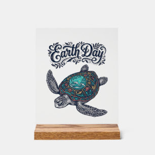 Tag des Erdschildkröte Vintage Stempel Shirt Desig Acrylschild