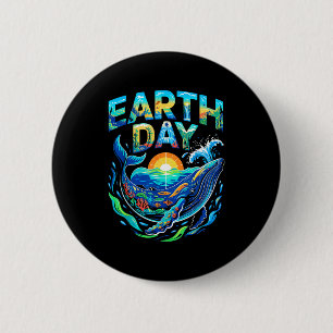 Tag des Erdwal Whale Ozean Schutz Natur Kunst  Button