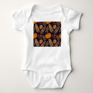 Tag des farbenfrohen Erntedanks, Herbstmuster. Baby Strampler