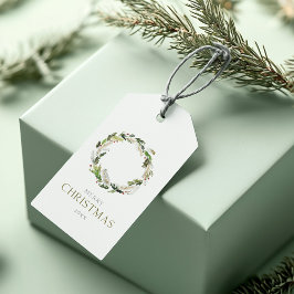 Tag des festlichen Wasserfarbenkranzes Geschenkanhänger