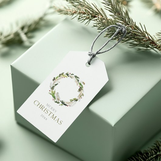 Tag des festlichen Wasserfarbenkranzes Geschenkanhänger