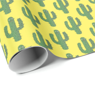 Tag des Gemusterten glücklichen Kakteen Geschenkpapier