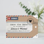 Tag des Gepäcks für Kraft Papier Luftpost Daten sp Save The Date (Stehend Vorderseite)