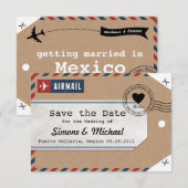Tag des Gepäcks für Kraft Papier Luftpost Daten sp Save The Date (Vorne/Hinten)