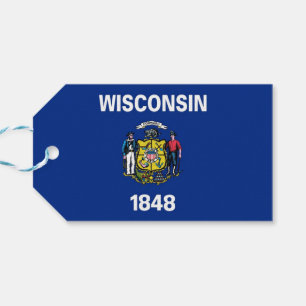 Tag des Geschenkes mit der Flagge des Wisconsin-St Geschenkanhänger