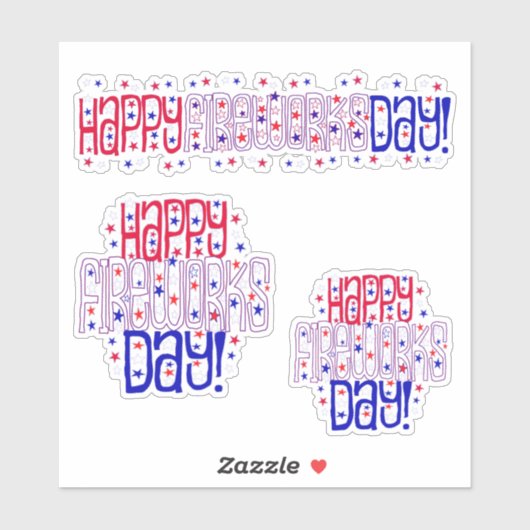 Tag des glücklichen Feuerwerks * Unabhängigkeitsta Aufkleber (Blatt)