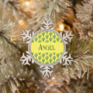 Tag des glücklichen Kaktus-Individuellen Namens Schneeflocken Zinn-Ornament