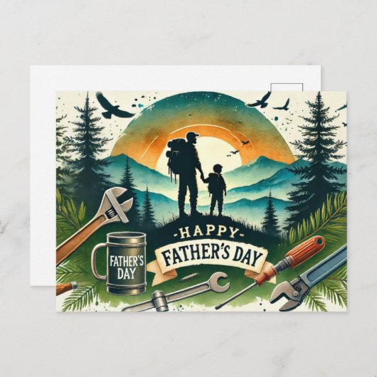 Tag des glücklichen Vaters Postkarte (Vorne/Hinten)