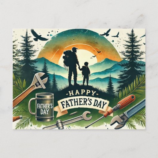 Tag des glücklichen Vaters Postkarte (Vorderseite)