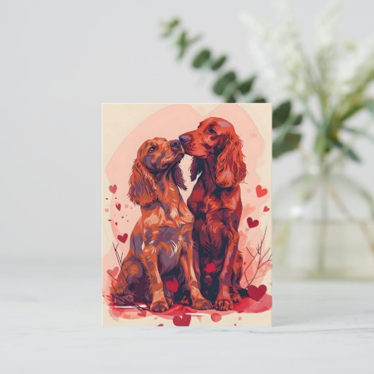 Tag des irischen Setters Valentine Postkarte (Stehend Vorderseite)