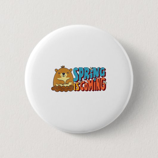 Tag des Murmeltiers Frühling kommt lustige Männer  Button (Vorderseite)