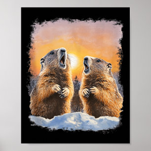 Tag des Murmeltiers Heulend bei Sonnenaufgang Murm Poster