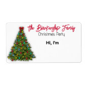 Tag des Namens des dekorierten Weihnachtsbaumes (Vorne)