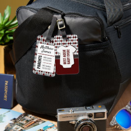 Tag des Patterns für Baby Aggie Maroon Gray Raute Gepäckanhänger