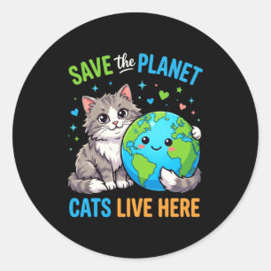 Tag des Planeten Frauen Männer retten die Erde Kat Runder Aufkleber