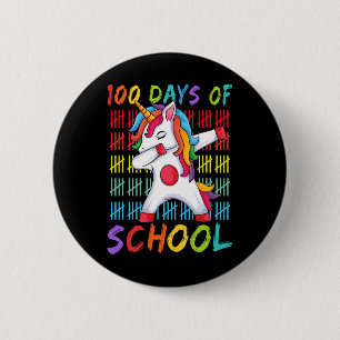 Tag des Schulabbings Einhorn 100 magische Tage Kin Button