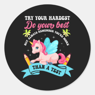 Tag des Shirts Einhorntest Runder Aufkleber