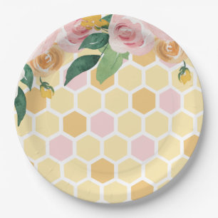 Tag des Tages Bumblebee 1. Geburtstag rosa floral  Pappteller