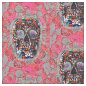 Tag des tote Schädel-rosa Ballon-Musters Stoff (Nahaufnahme)