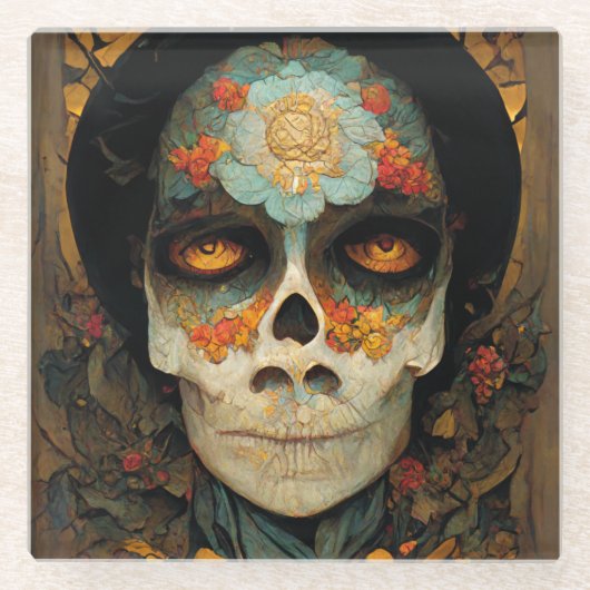 Tag des Toten 1 Fantasy Schädels Glasuntersetzer (Vorderseite)