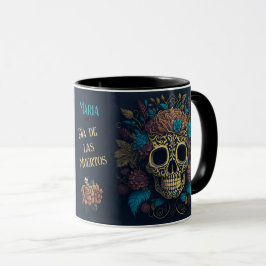 Tag des Toten Add Name Skull Black Inside Tasse