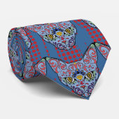 Tag des toten blaue Katzen-Zuckerschädels Krawatte (Gerollt)