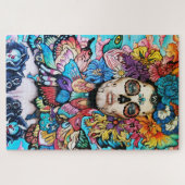 Tag des Toten Blumenschädels Puzzle (Horizontal)