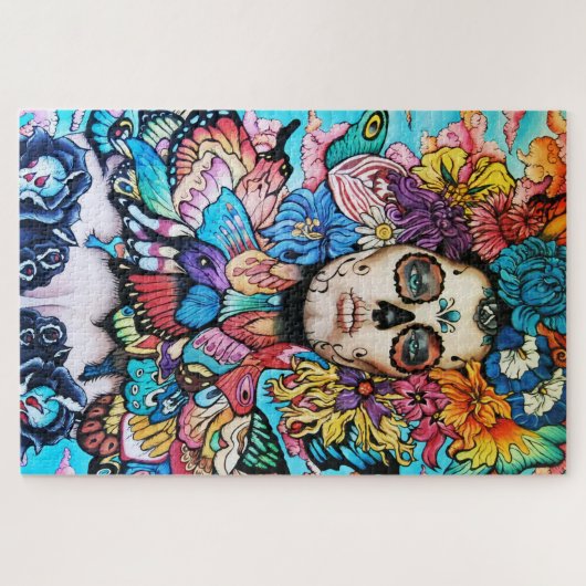 Tag des Toten Blumenschädels Puzzle (Horizontal)