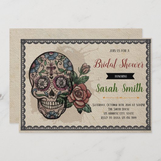 Tag des Toten Brautparty 3 Einladung (Vorne/Hinten)