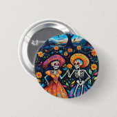 Tag des toten bunten Designs Button (Vorne & Hinten)