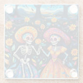 Tag des toten bunten Designs Glasuntersetzer (Rückseite)