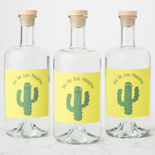 Tag des Toten glücklichen Kakteen Custom Alkoholflaschenetikett