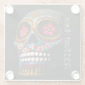 Tag des Toten Halloween Niedlicher bemalter Schäde Glasuntersetzer (Rückseite)