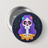 Tag des Toten Halloween Sugar Skull Button (Vorne & Hinten)
