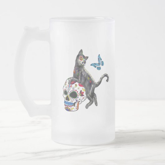 Tag des Toten Katzenzuckers und Schmetterlings Mattglas Bierglas (Links)