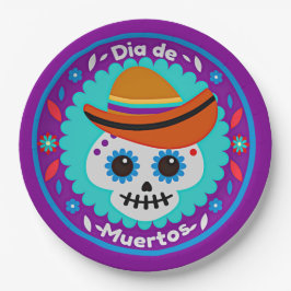 Tag des Toten Lila Blauen und Hat - Familienkids 9 Pappteller