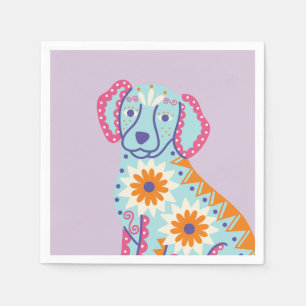 Tag des Toten Lila Napkins mit dem Hund Zucker Serviette