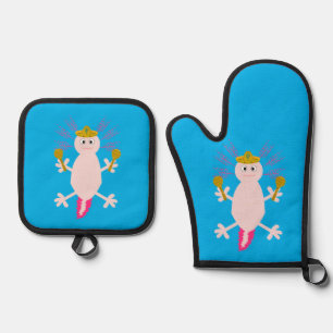 Tag des Toten Mexikanischen Axolotl Ofenhandschuh & Topflappen-Set