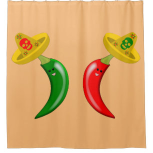 Tag des Toten Mexikanischen Chilis Duschvorhang