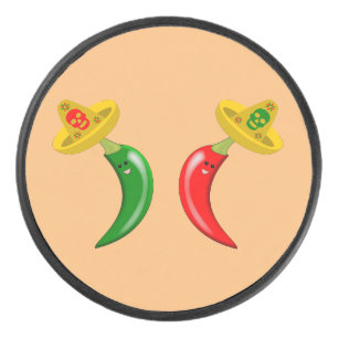 Tag des Toten Mexikanischen Chilis Eishockey Puck