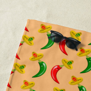 Tag des Toten Mexikanischen Chilis Gemustert Strandtuch