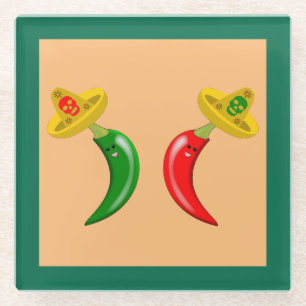 Tag des Toten Mexikanischen Chilis Glasuntersetzer