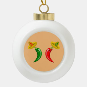 Tag des Toten Mexikanischen Chilis Keramik Kugel-Ornament