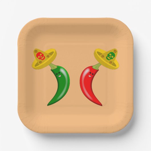Tag des Toten Mexikanischen Chilis Pappteller (Vorderseite)