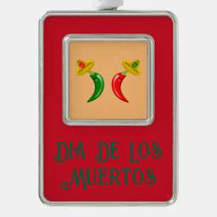 Tag des Toten Mexikanischen Chilis Rahmen-Ornament Silber